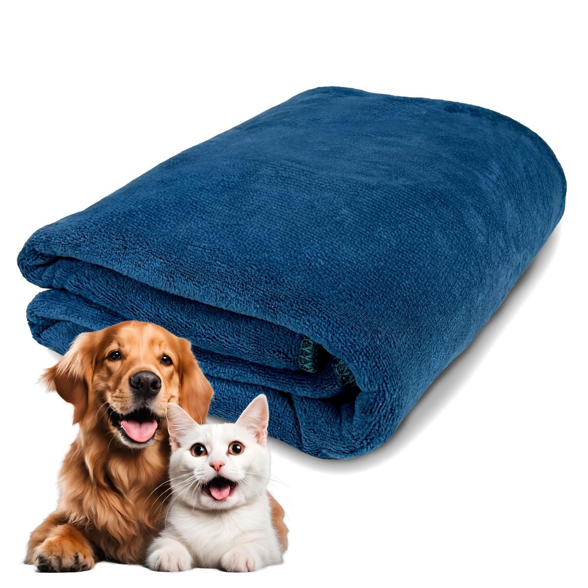 Dog Lover 789 microfiber dog towel in blue with Golden Retriever